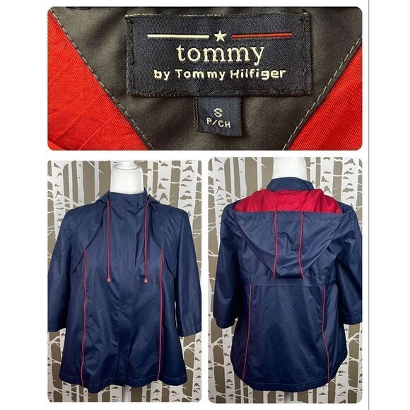 Vintage Circa 1999 Tommy Hilfiger Cropped Sleeve Windbreaker sz S - Picture 1 of 11